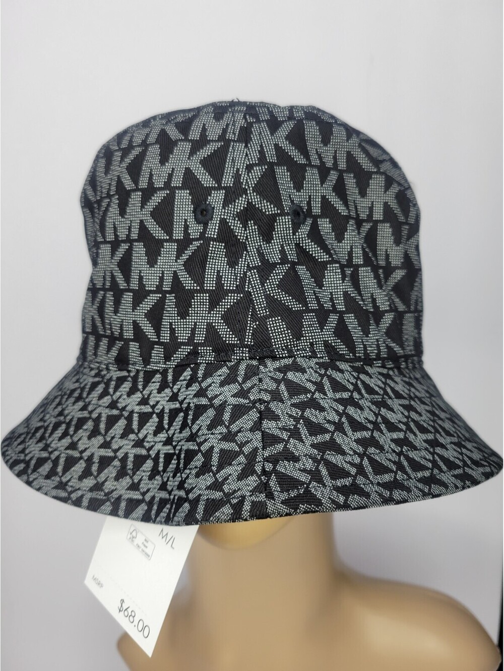Michael Kors Womens Signature MK Logo Monogram Bucket Hat Black Size M/L -NEW!